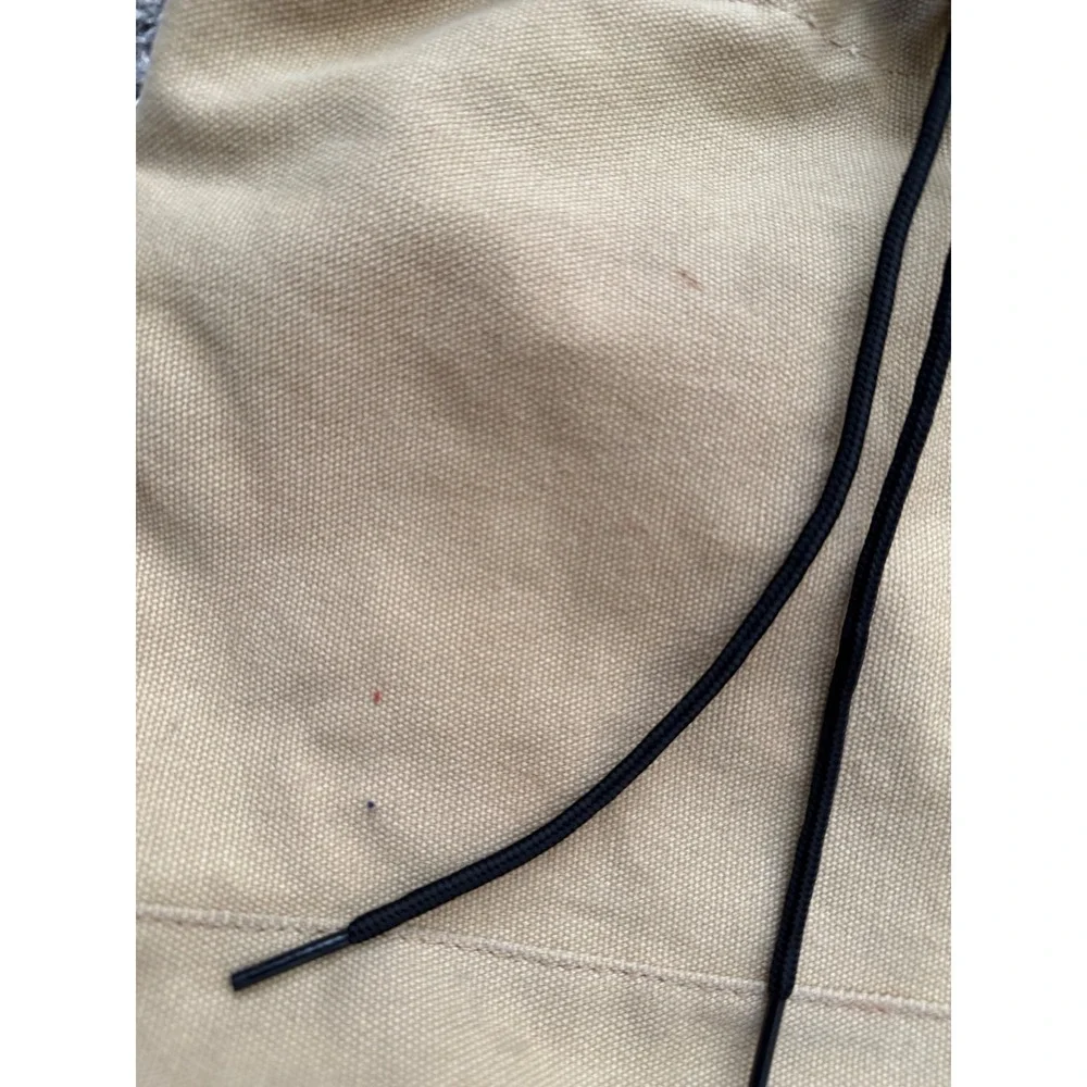 Tan Canvas Drawstring Crossbody Bag Mountain Sun‎ Embroidery Gorpcore Streetwear